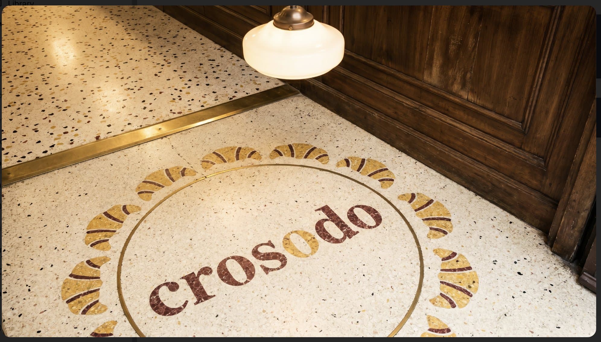Crosodo mosaic floor — vintage Parisian boulangerie entrance
